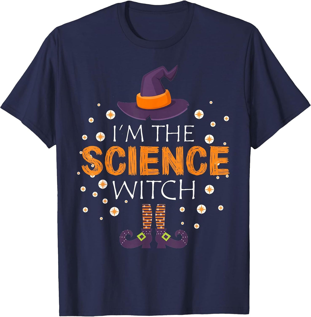 I'm The Science Teacher Witch Matching Group Halloween T-Shirt - Navy Blue