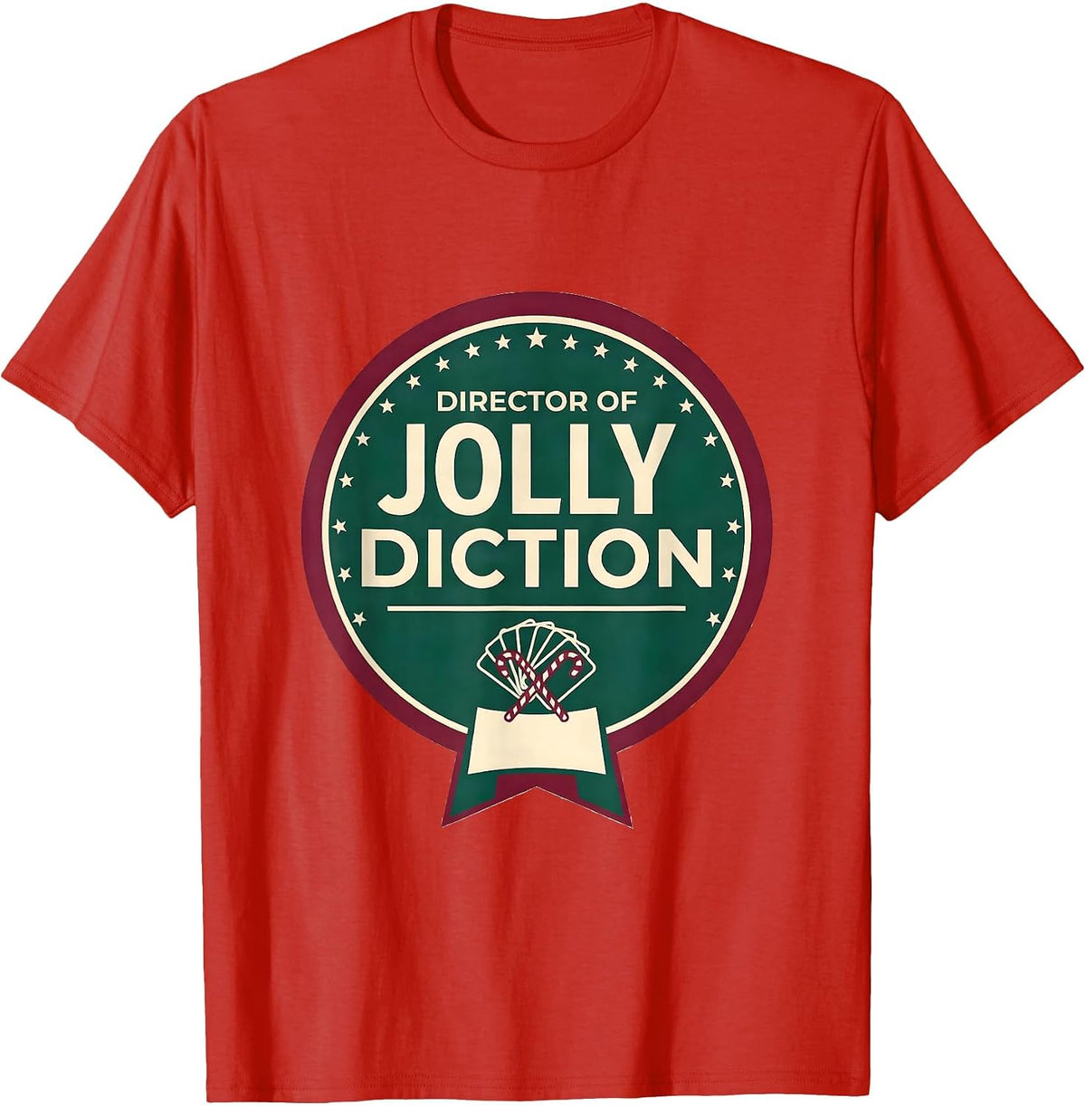 Men's Director of Jolly Diction Retro Groovy Speech Therapist T-Shirt - Red