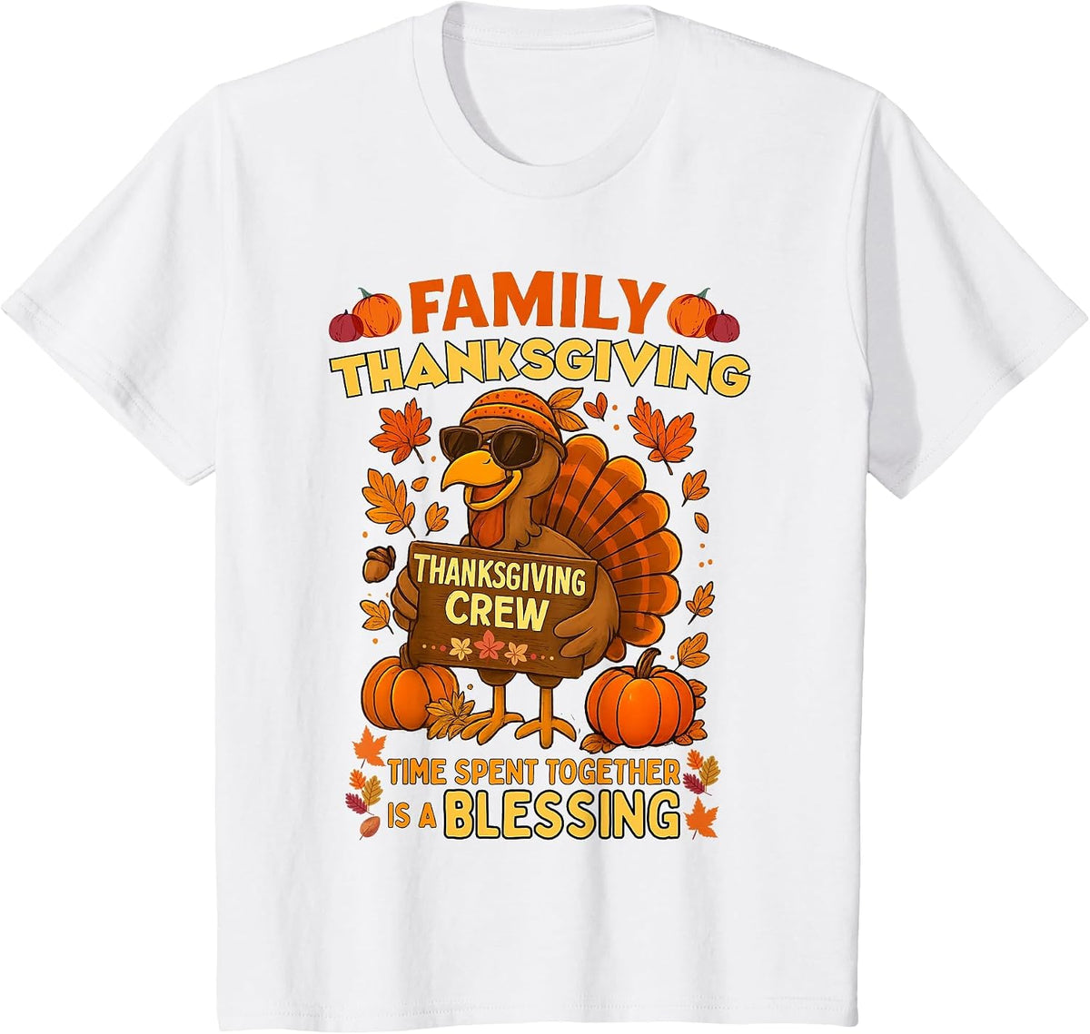 Family Thanksgiving Crew 2026 Funny Turkey Matching Group T-Shirt - White