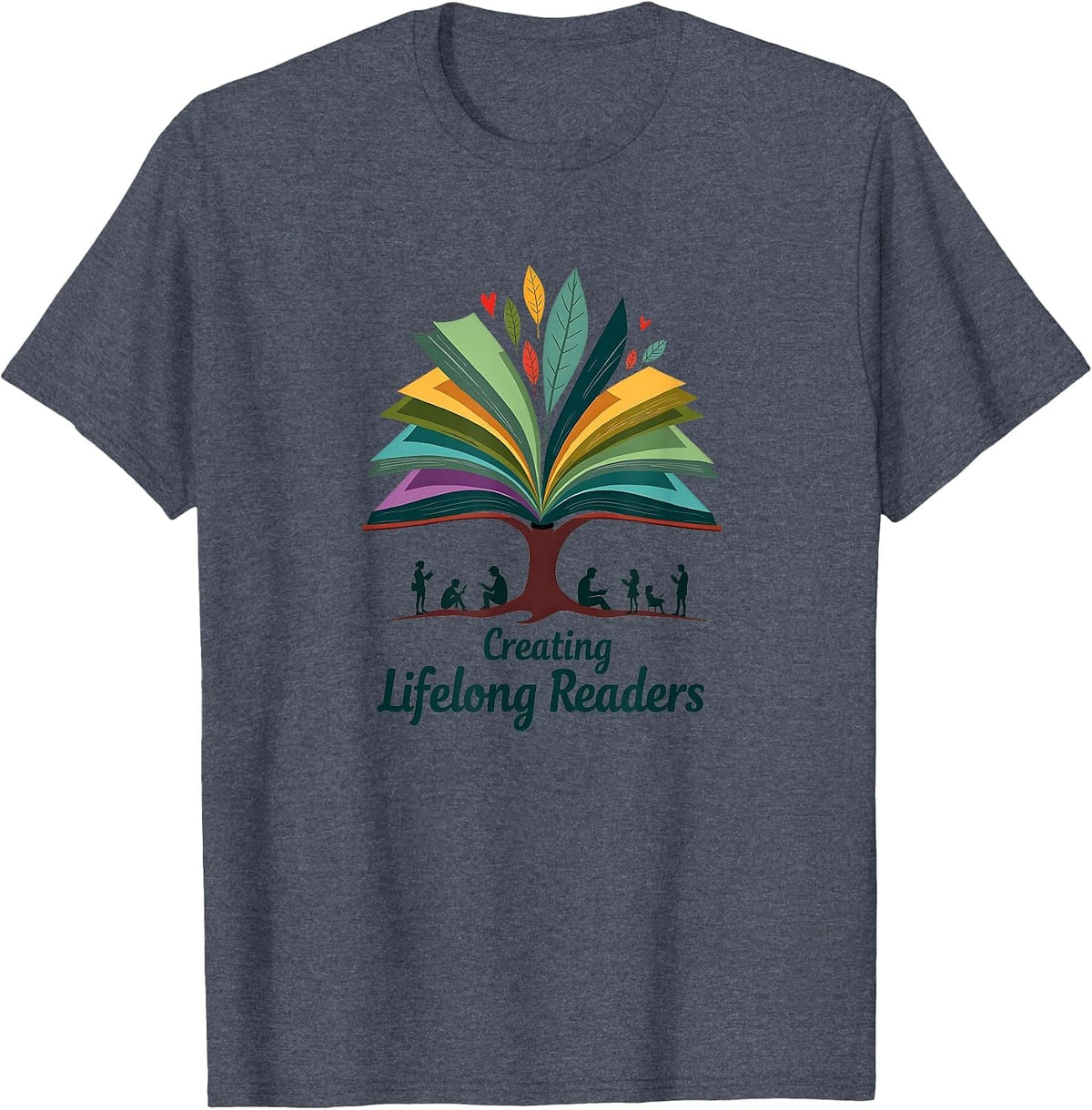 Reading Teacher Creating Lifelong Readers Gift T-Shirt, Men, Heather Blue, Small - As Pictured