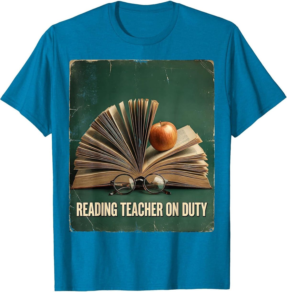 Reading Teacher On Duty Educator Design T-Shirt - Sapphire Blue