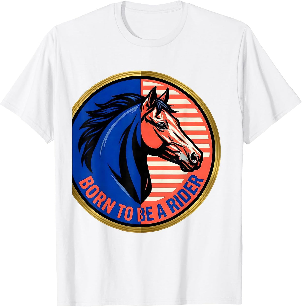 Men's Born to Be a Rider Horse Lover Design T-Shirt - White