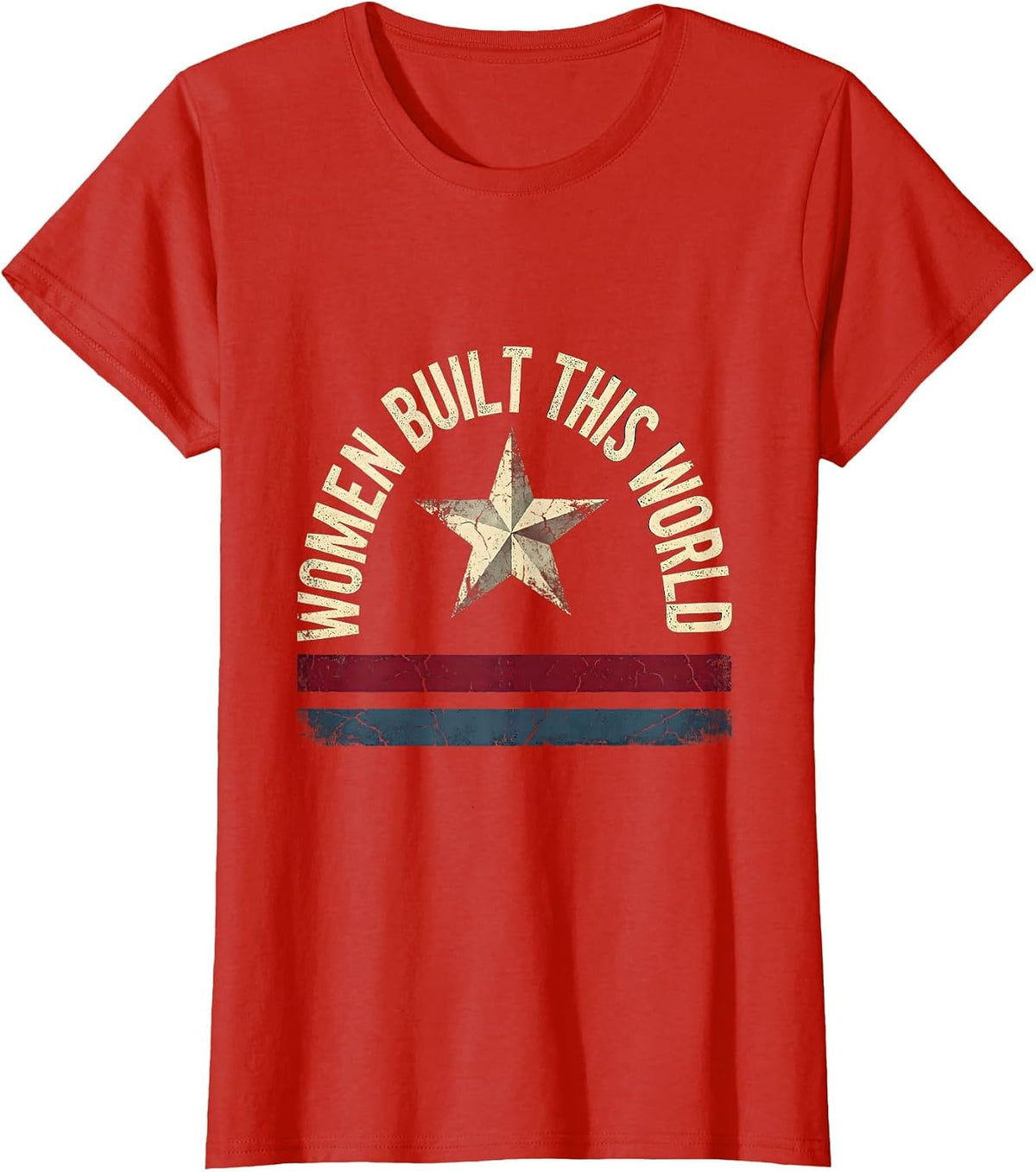 Women Built This World Labor Day Graphic T-Shirt - Red
