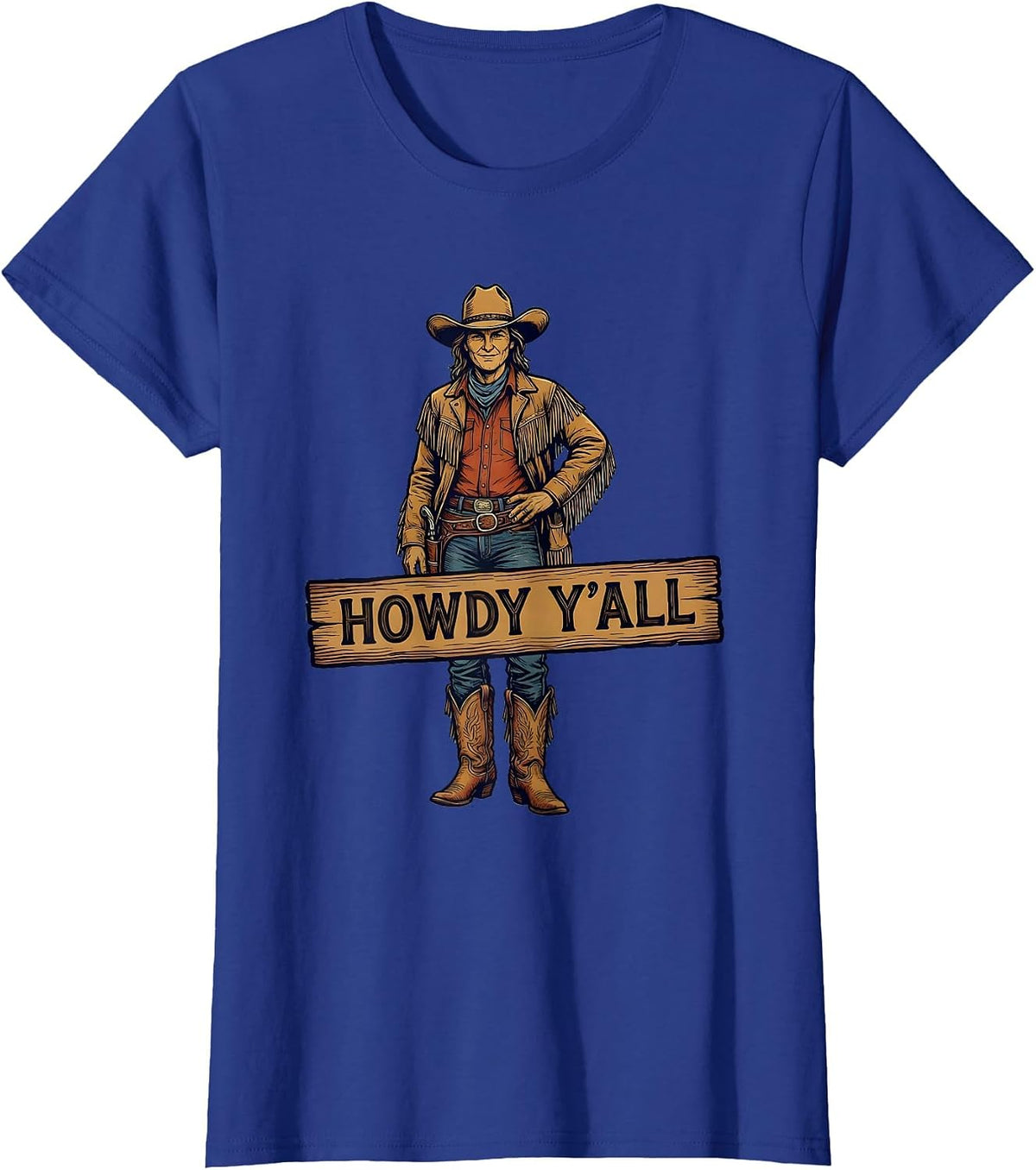 Women's Howdy Y'all Southern Charm Graphic Design T-Shirt - Royal Blue