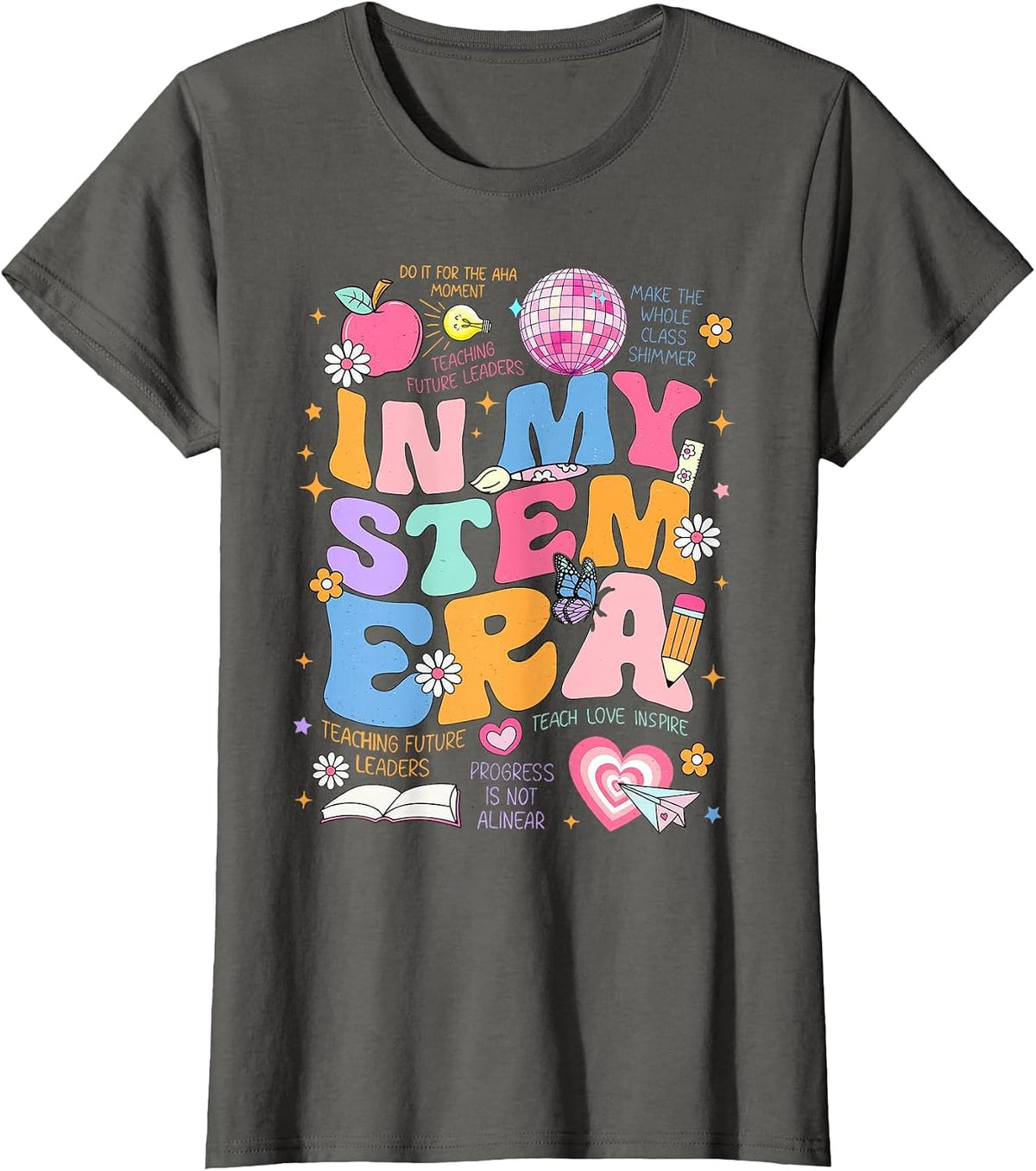 Groovy in My Stem Era Science Teacher Back to School T-Shirt - Asphalt Grey