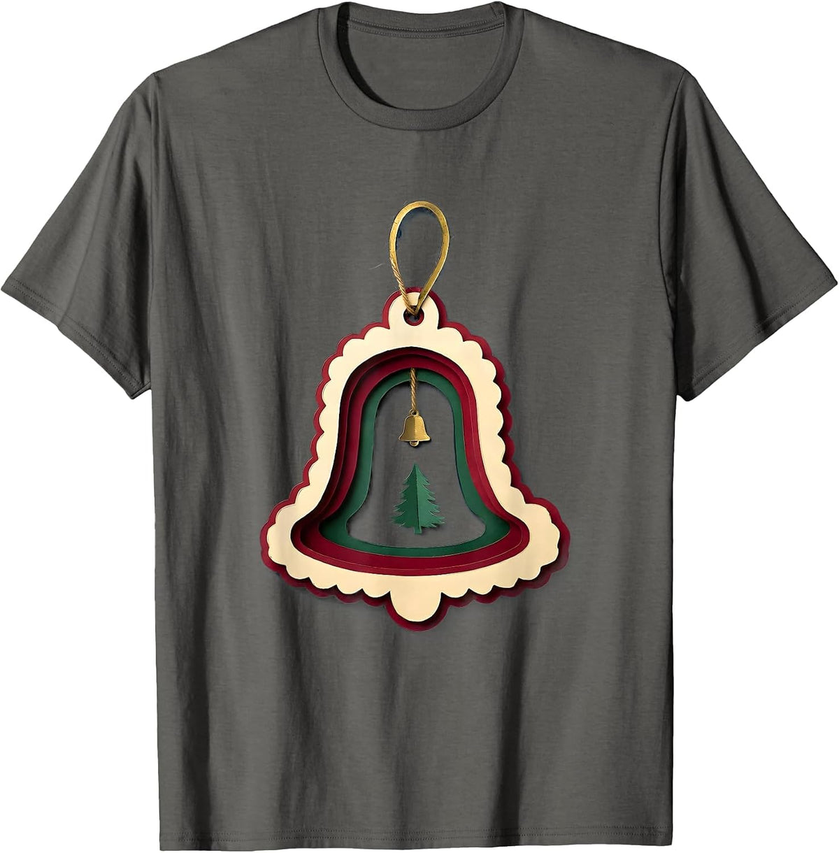 Dental Crown Christmas Bell Dentist Holiday Humor T-Shirt - Asphalt Grey