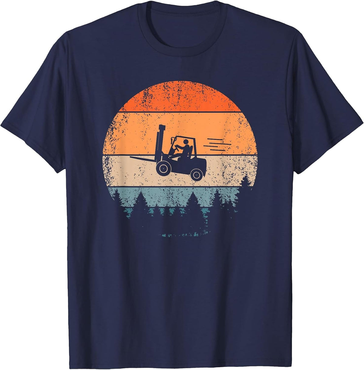 Forklift Driver | Flying Forklifter | Retro Fork-Lift Truck T-Shirt - Navy Blue