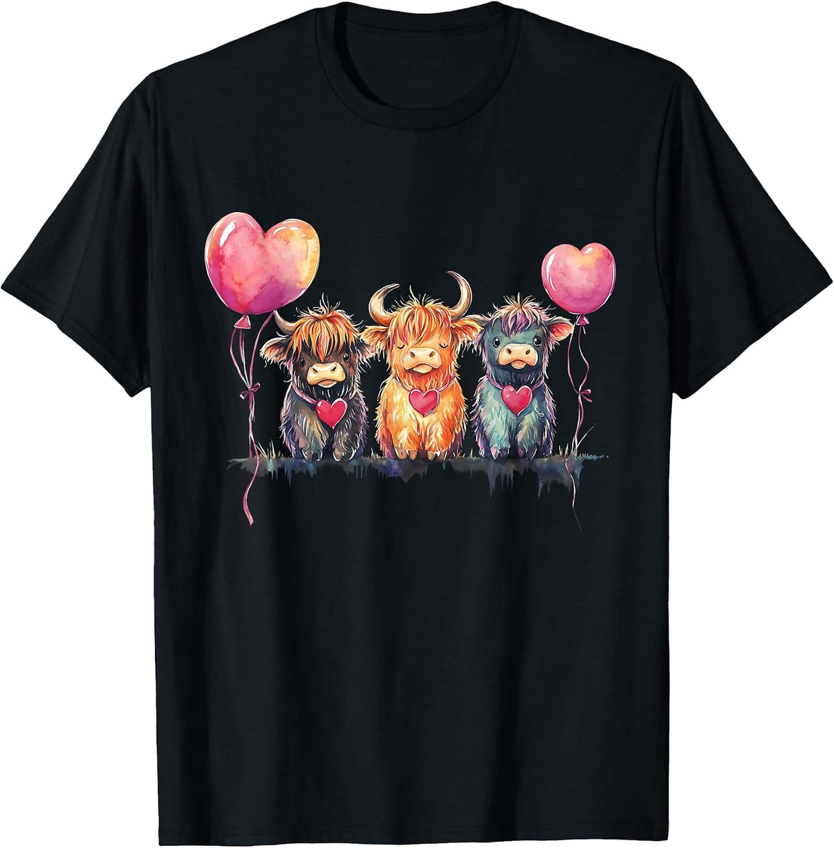 Scottish Highland Cow Messy Bun Scottish Highlander Cow T-Shirt - Black
