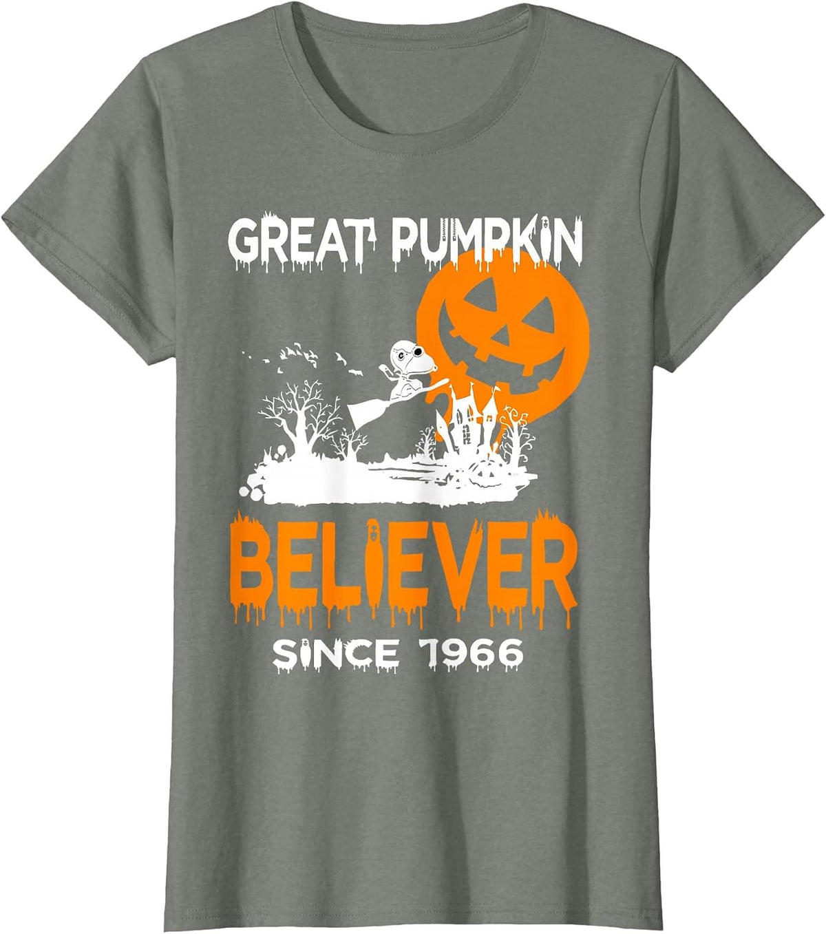 Great Pumpkin Believer Halloween Fun Graphic T-Shirt - Olive Heather
