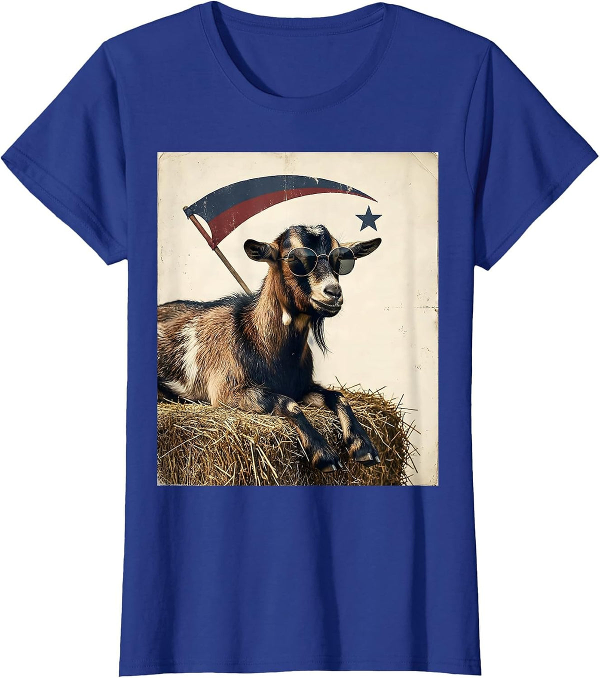 Women's Goat Sunglasses Vintage Funny Animal Lover Gift T-Shirt - Royal Blue