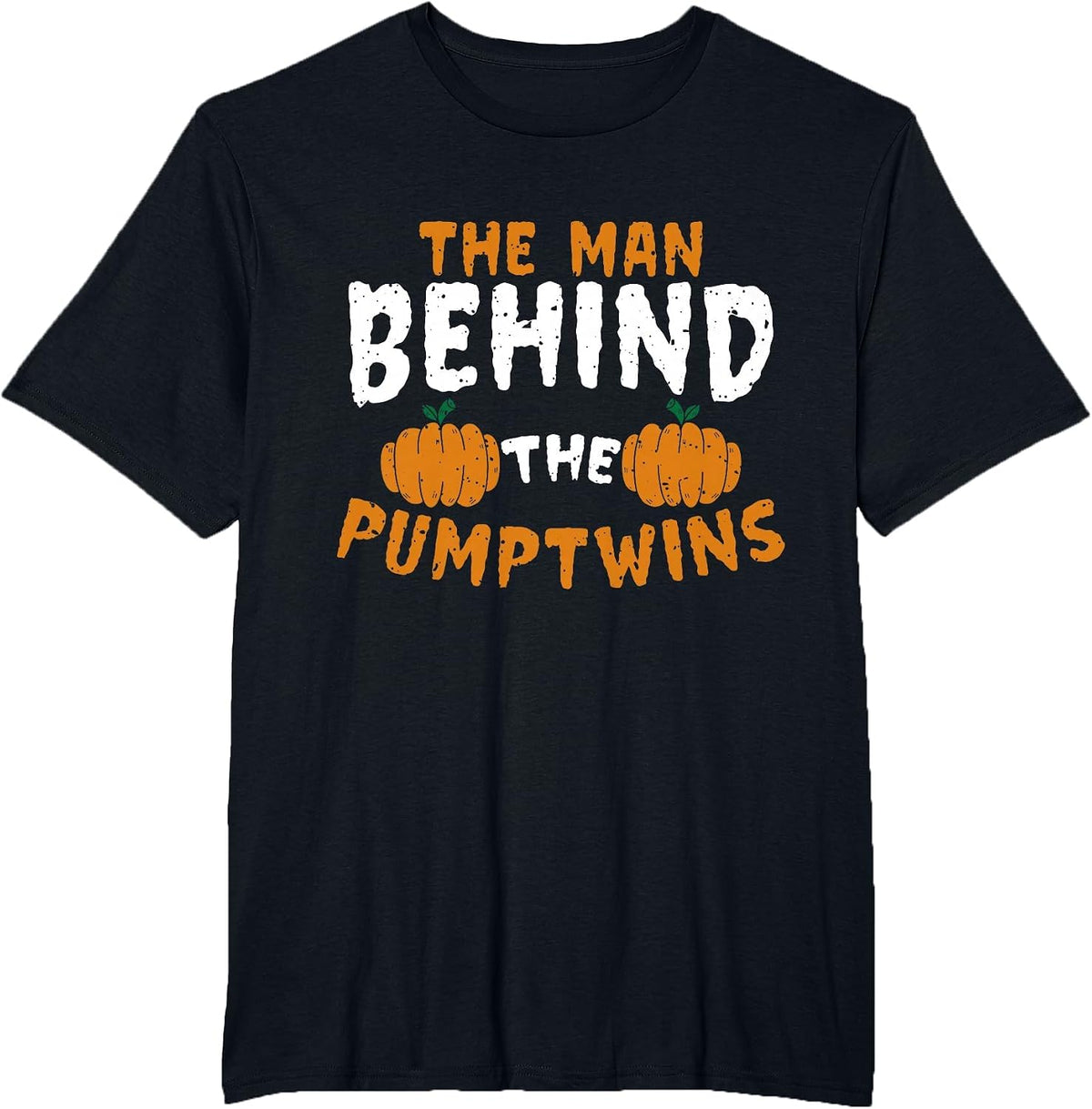 Halloween Twin Pregnancy for Men Expecting Pumpkin Costume T-Shirt - Black
