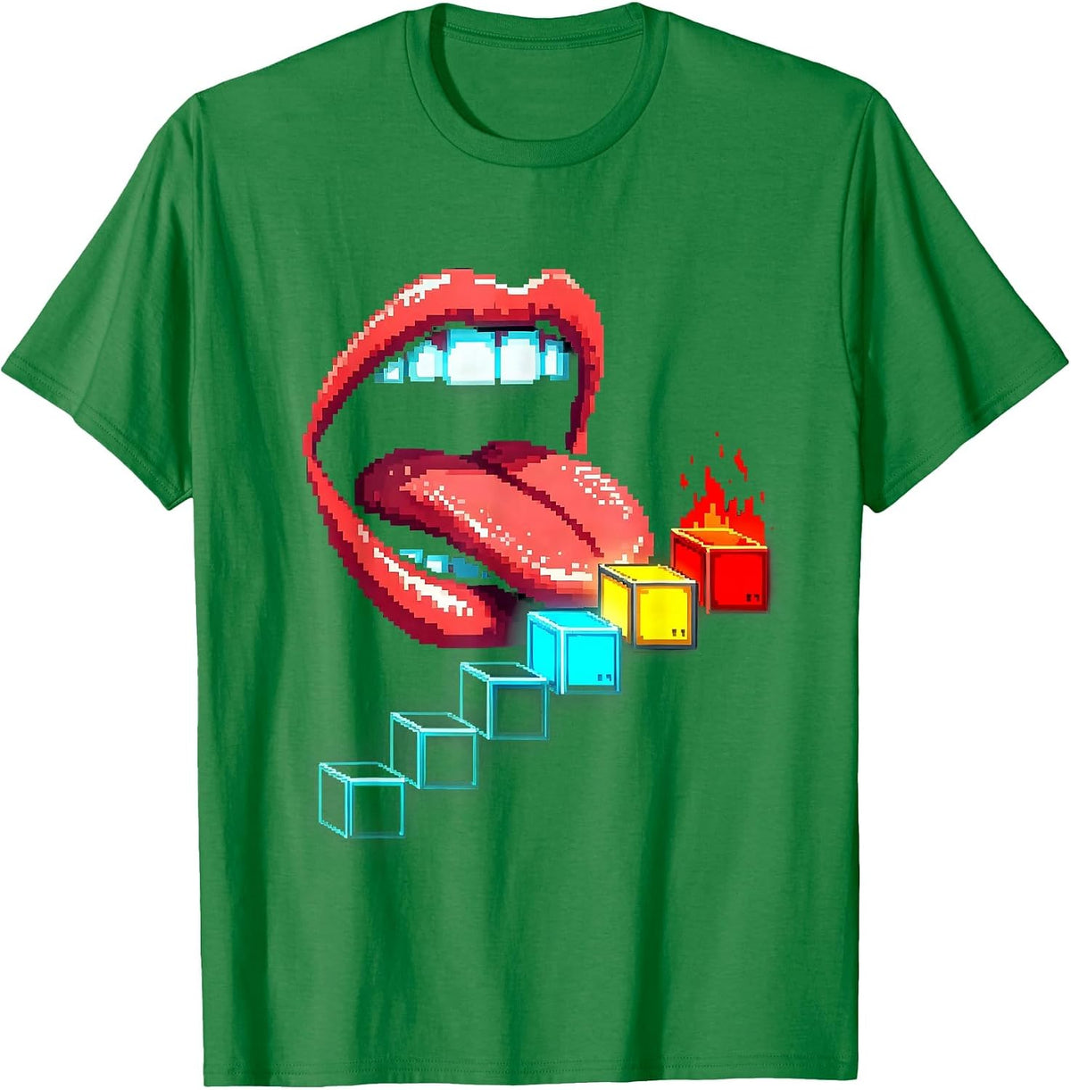 Men's Lickable Periodic Table Pixel Art Science Teacher Humor T-Shirt - Kelly Green