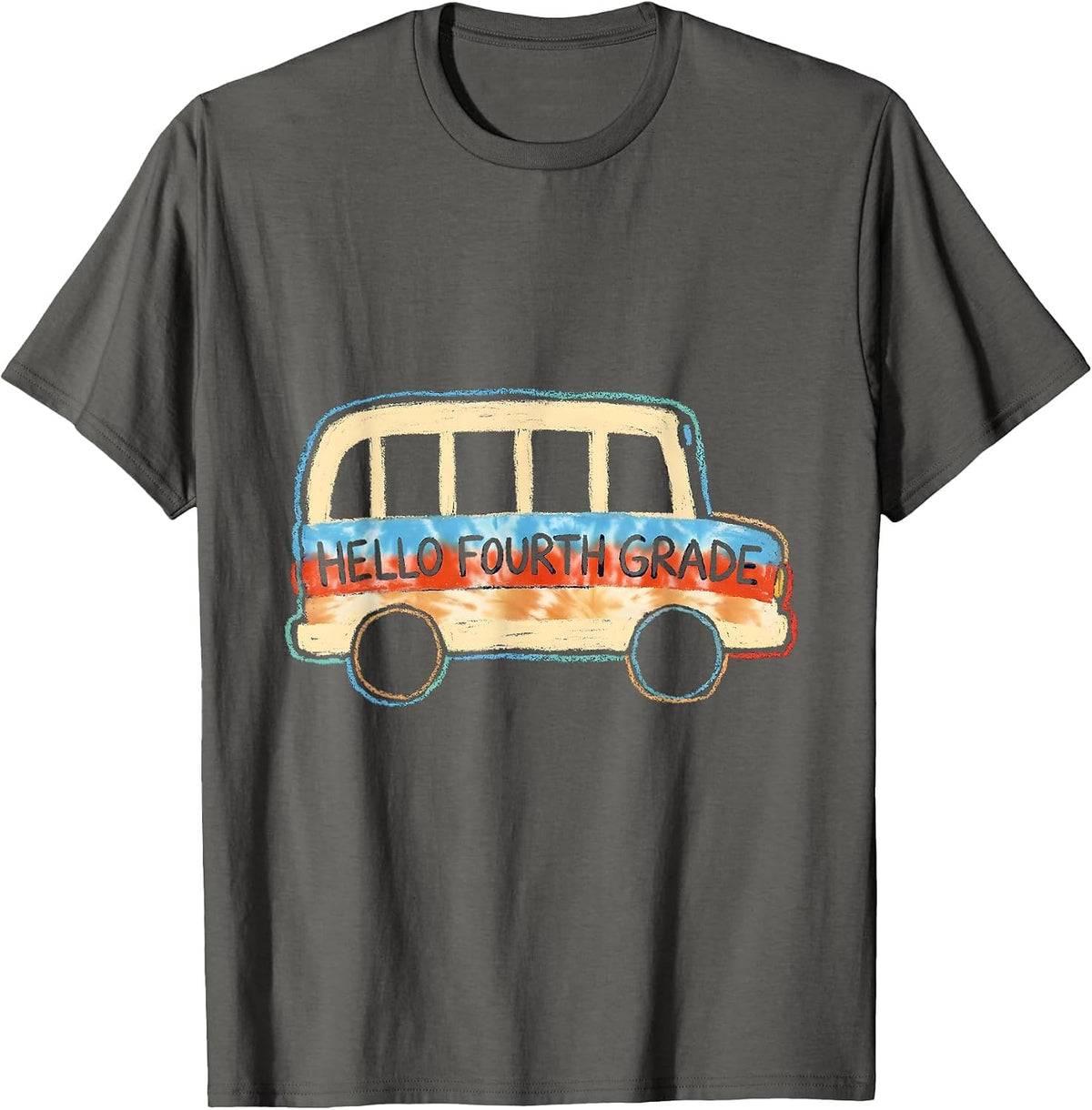 Men's Hello Fourth Grade Naive Kidcore Back To School Grade Level T-Shirt - Asphalt Grey