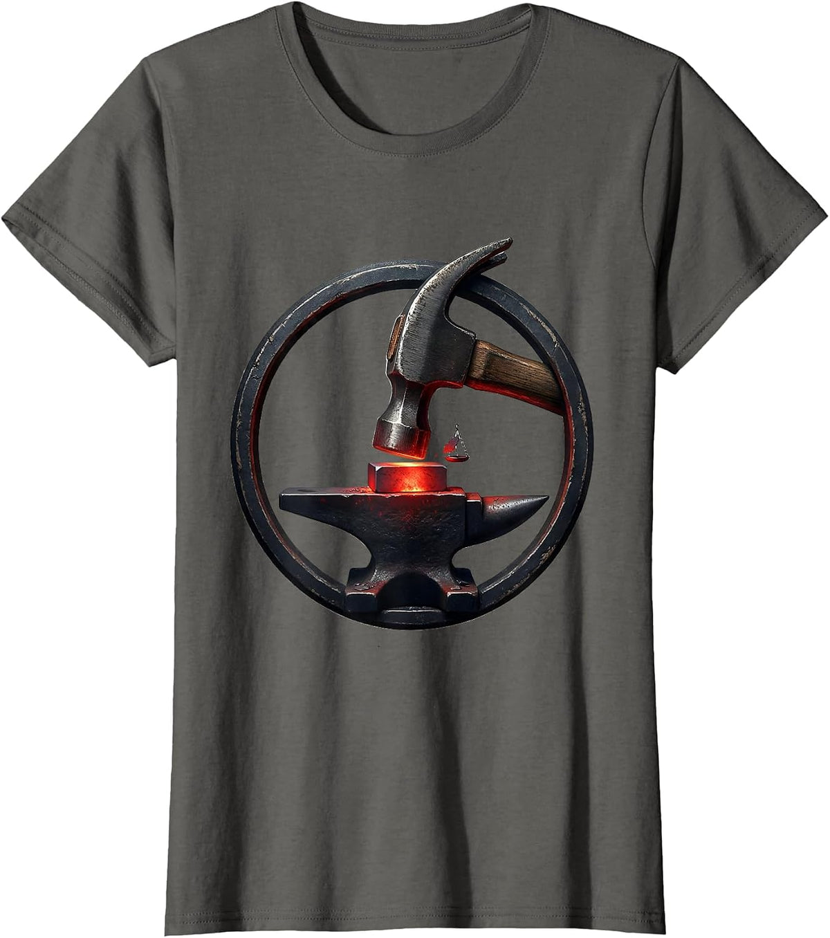 Women's Sealed Hammer Anvil Blacksmith Forge Hobbyist Humor T-Shirt - Asphalt Grey