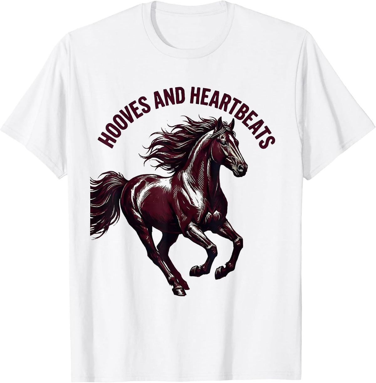 Men's Hooves and Heartbeats Horse Lover Design T-Shirt - White