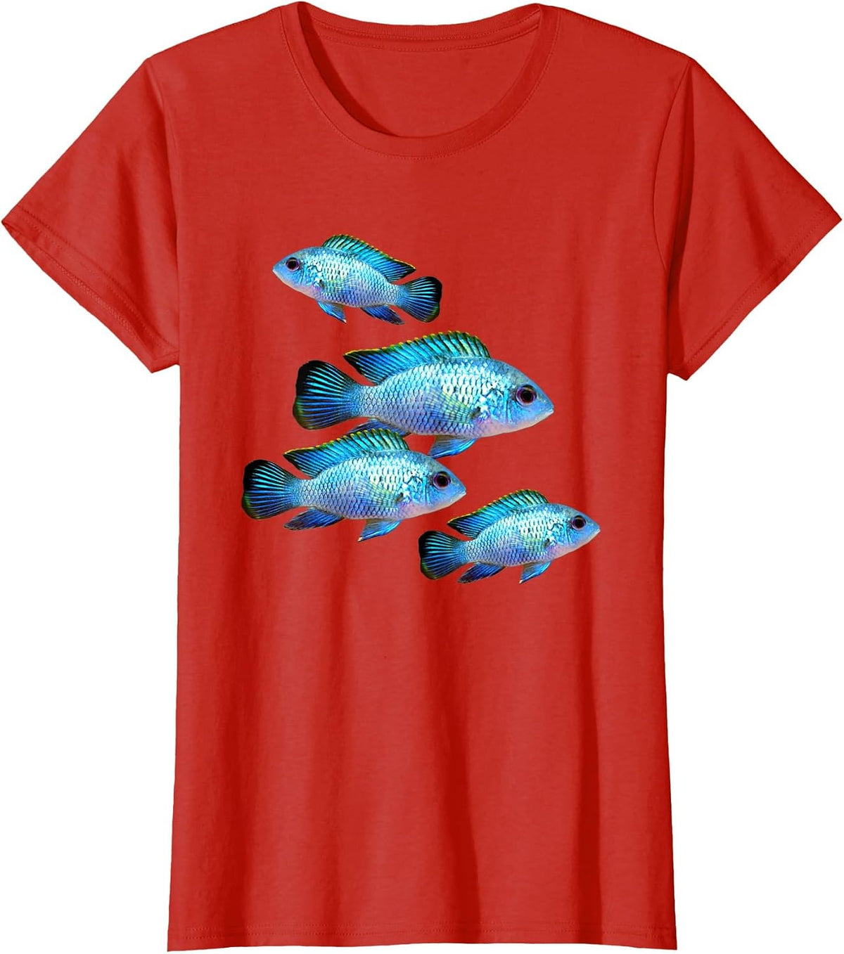 Electric Blue Acara Cichlids Aquarium Fish Breeders Keepers T-Shirt - Red