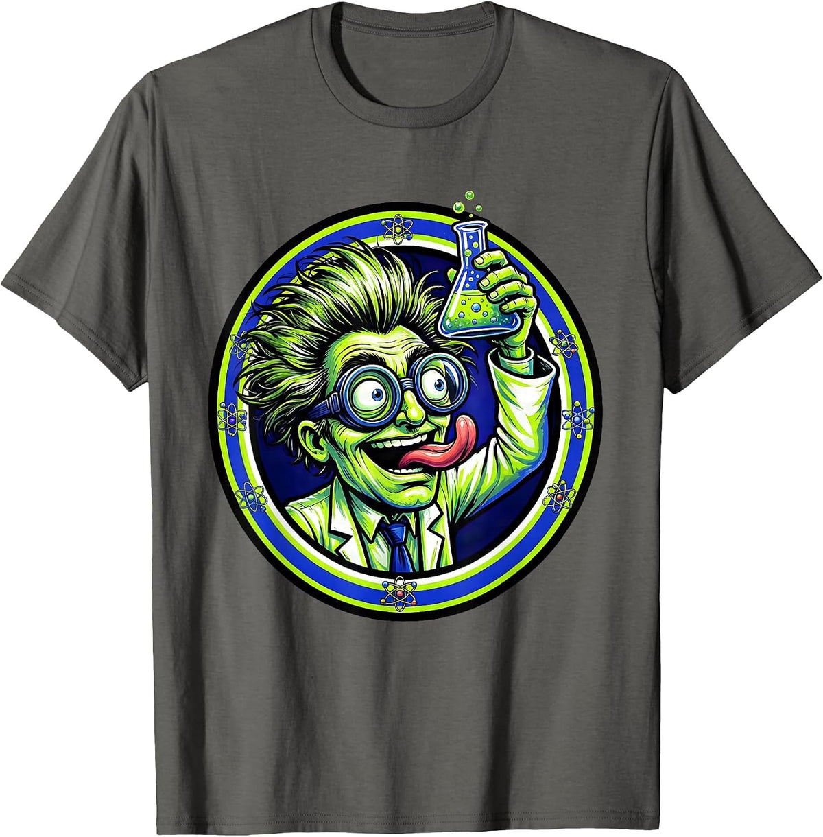 Men's Scientist Taste Testing Beaker Periodic Table T-Shirt - Asphalt Grey