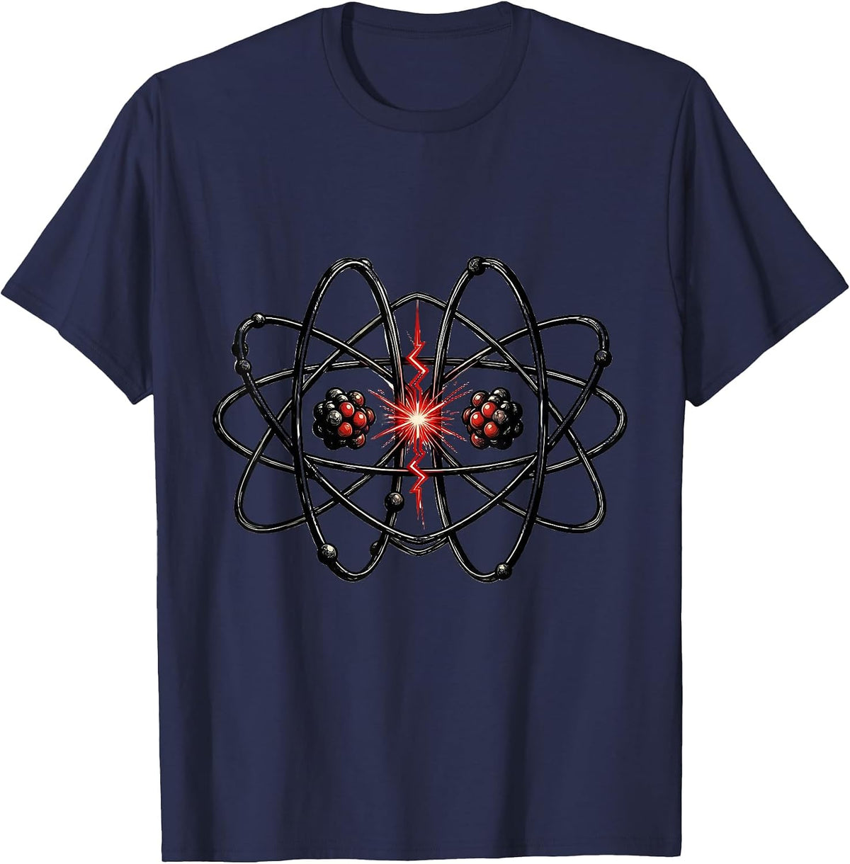 Men's Atom Bond Diagram Nerdy Science Humor Gift T-Shirt - Navy Blue