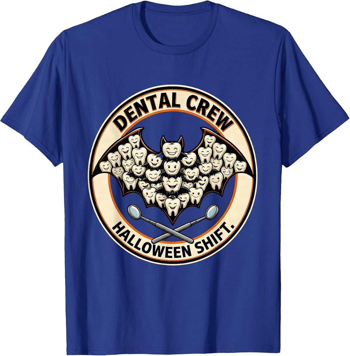 Dental Crew Halloween Shift Cute Teeth Dentist Dental T-Shirt - Royal Blue