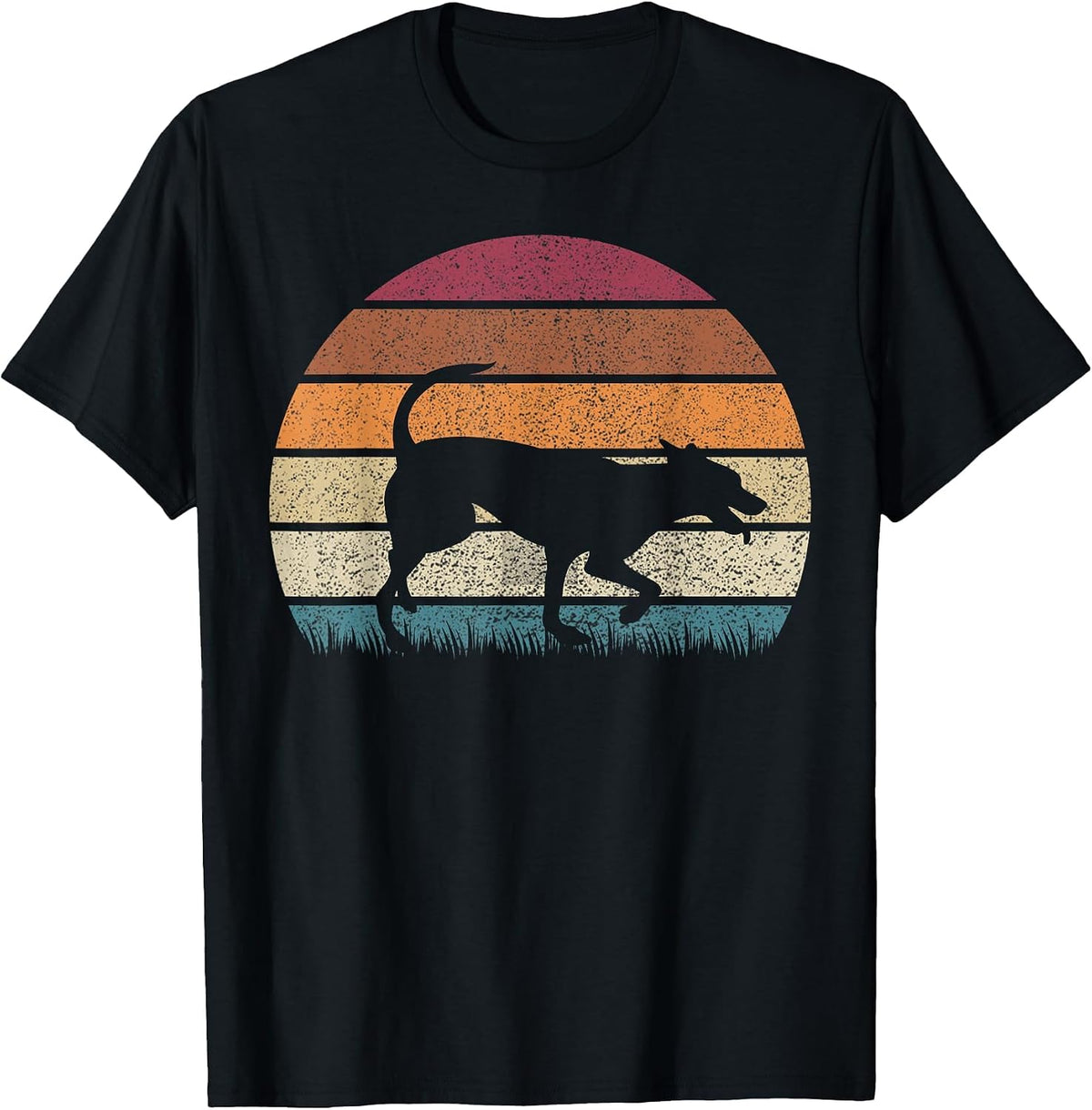 Vintage Retro Sunset Formosan Mountain Dog Lover Distressed T-Shirt - Black