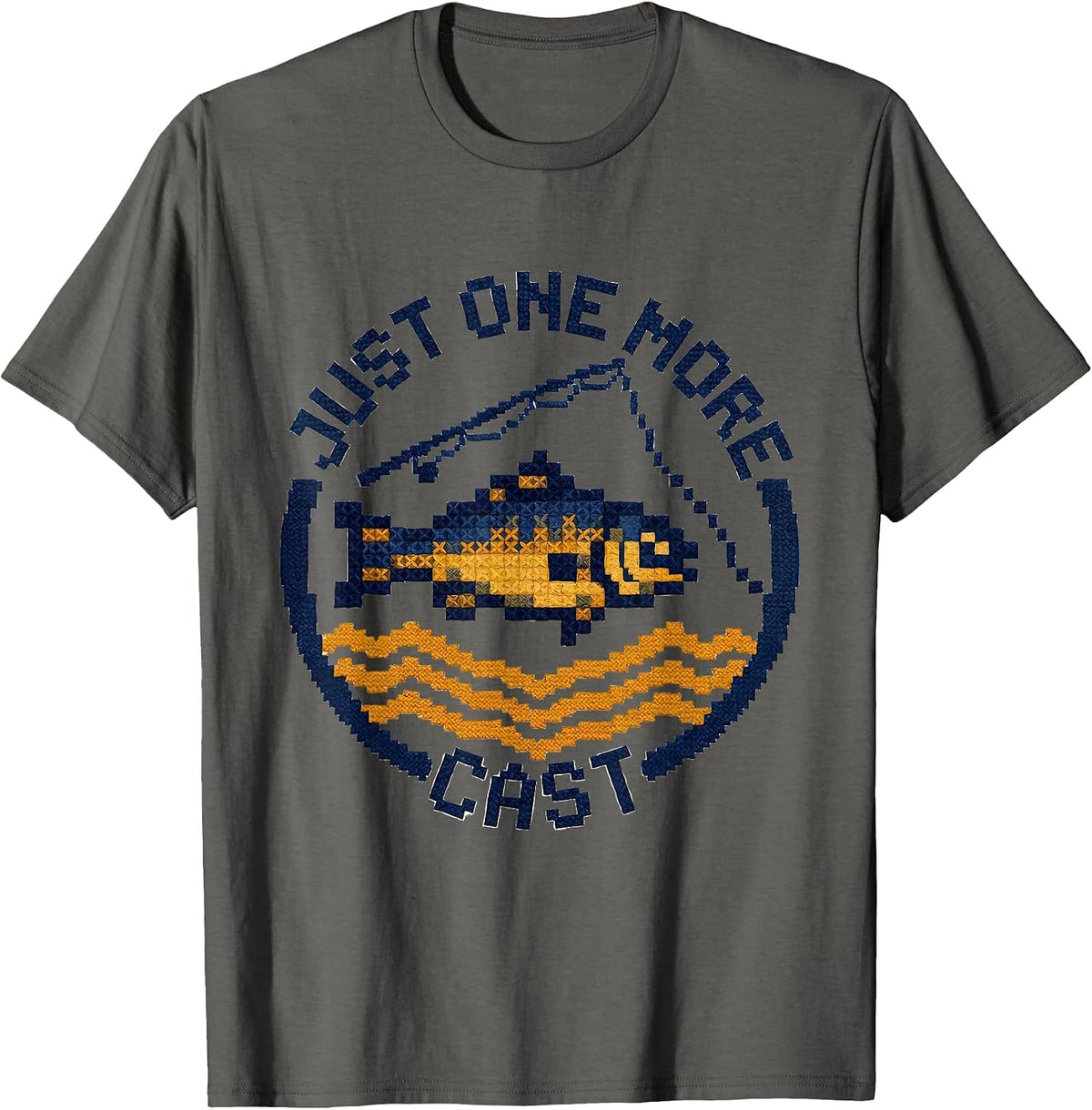 Just One More Cast Fishing Graphic Design T-Shirt - Asphalt Grey