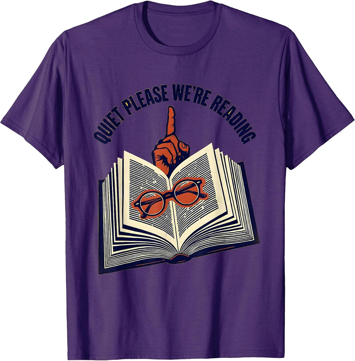 Quiet Please We're Reading Teacher Design T-Shirt - Purple