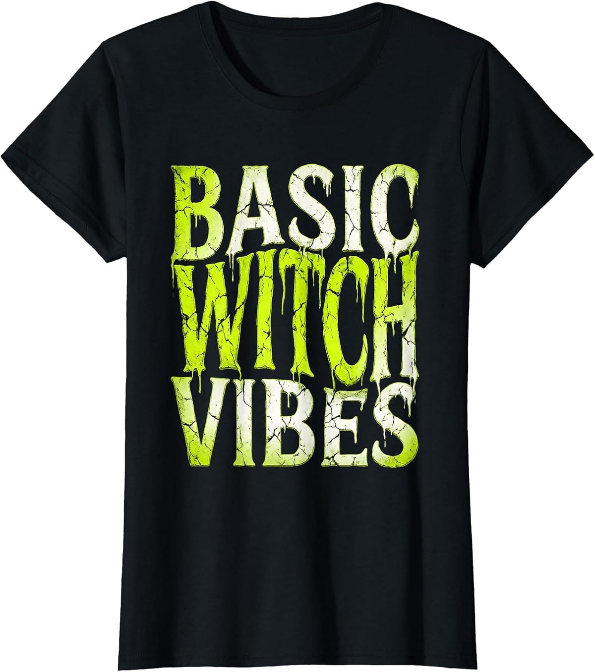 Basic Witch Vibes Spooky Season Design T-Shirt - Black