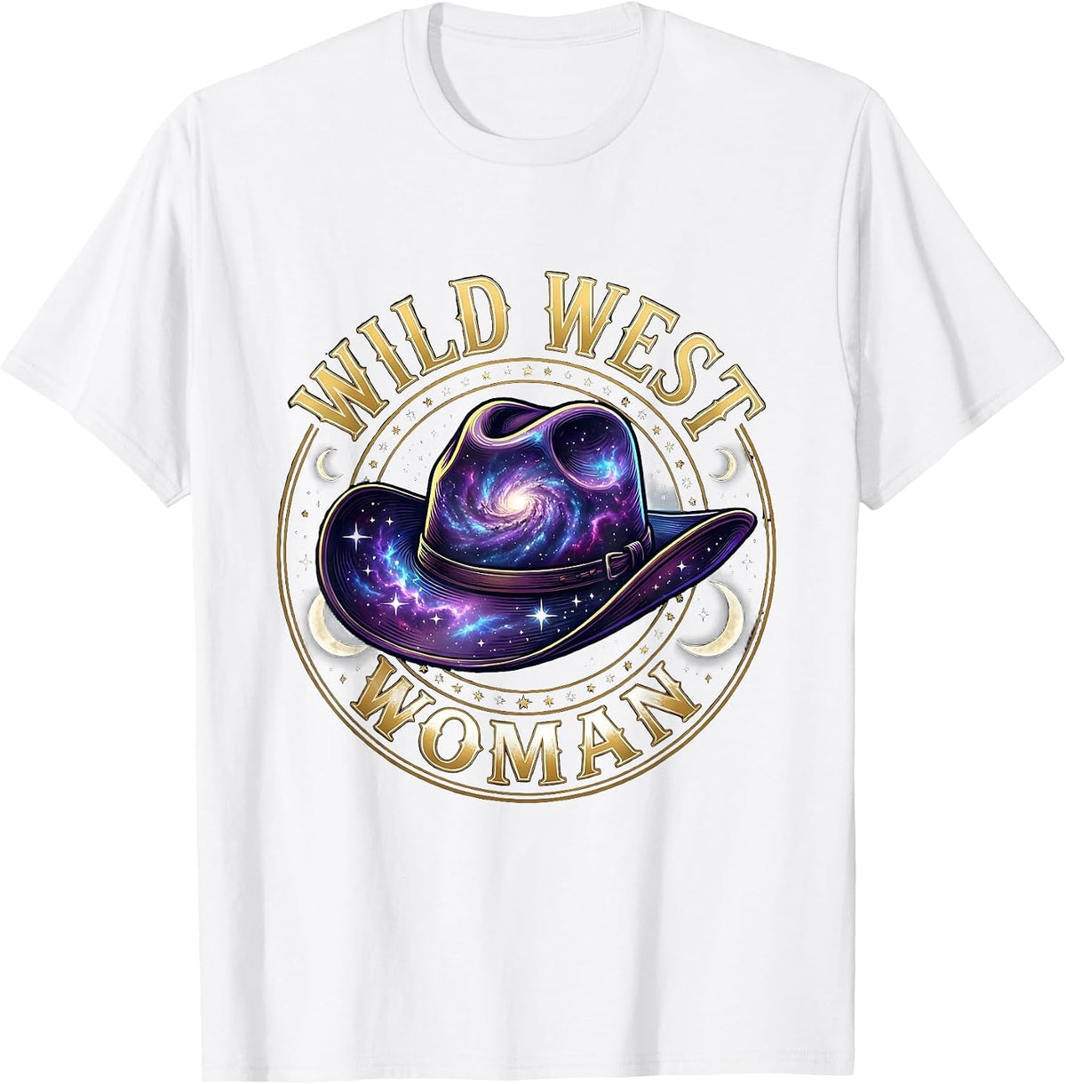 Men's Wild West Woman Cowboy Graphic Design T-Shirt - White
