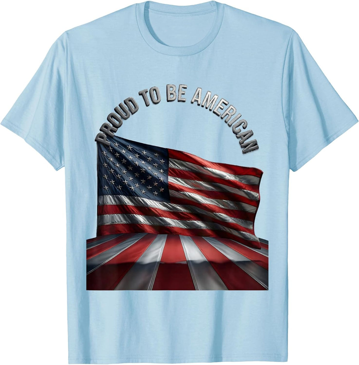Men's Proud to Be American Flag Patriotic Design T-Shirt - Baby Blue