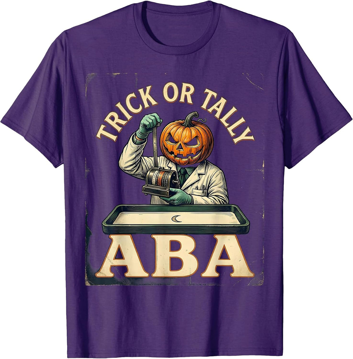 Men's Trick Or Tally ABA Vintage Behavior Analyst Halloween T-Shirt - Purple