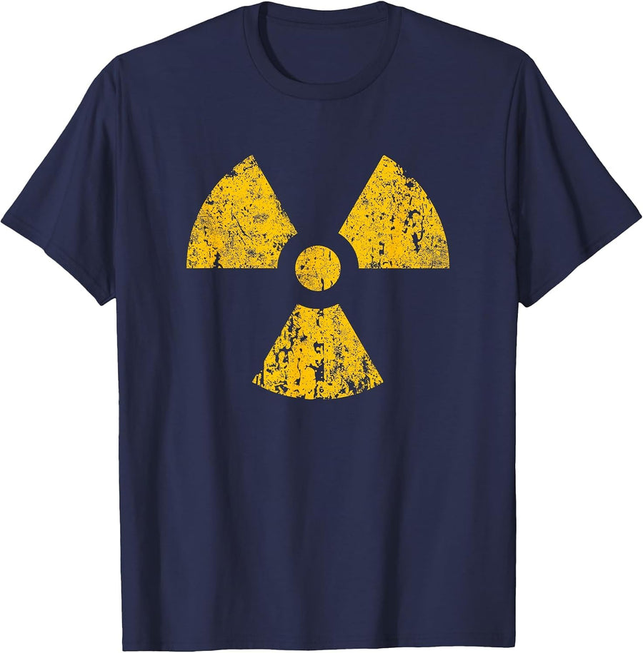 Radioactive Symbol Vintage Funny Halloween T-Shirt - Navy Blue