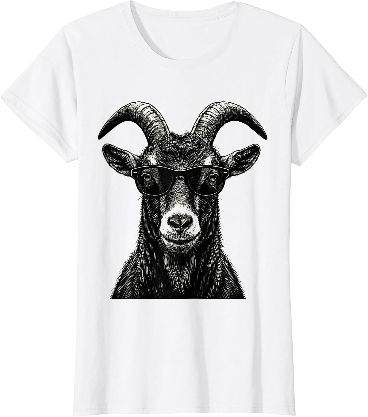 Goat Sunglasses Scratchboard Funny Goat Lover Humor T-Shirt - White