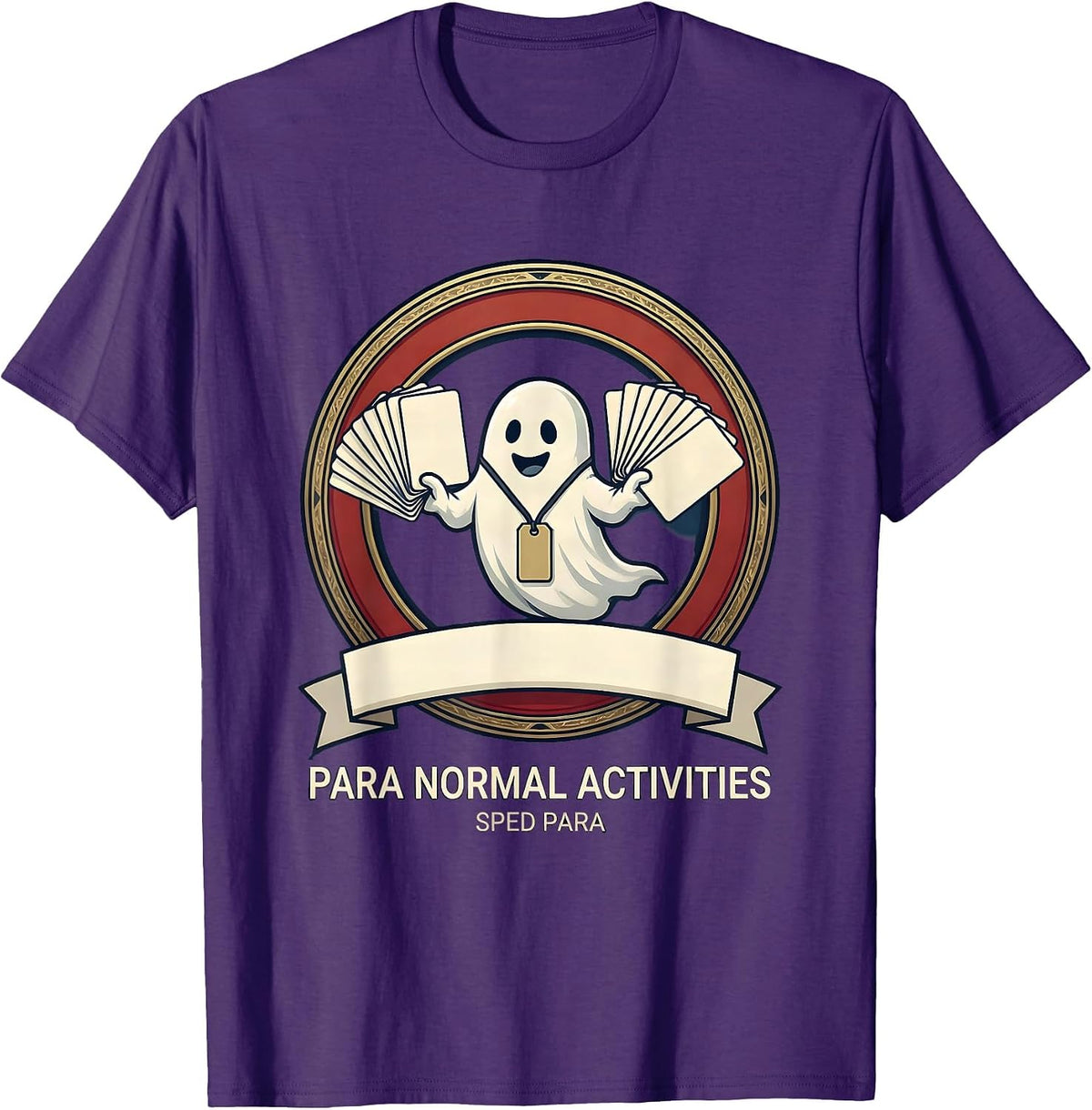 Men's Para Normal Activities SPED Para Ghost Halloween Teacher T-Shirt - Purple