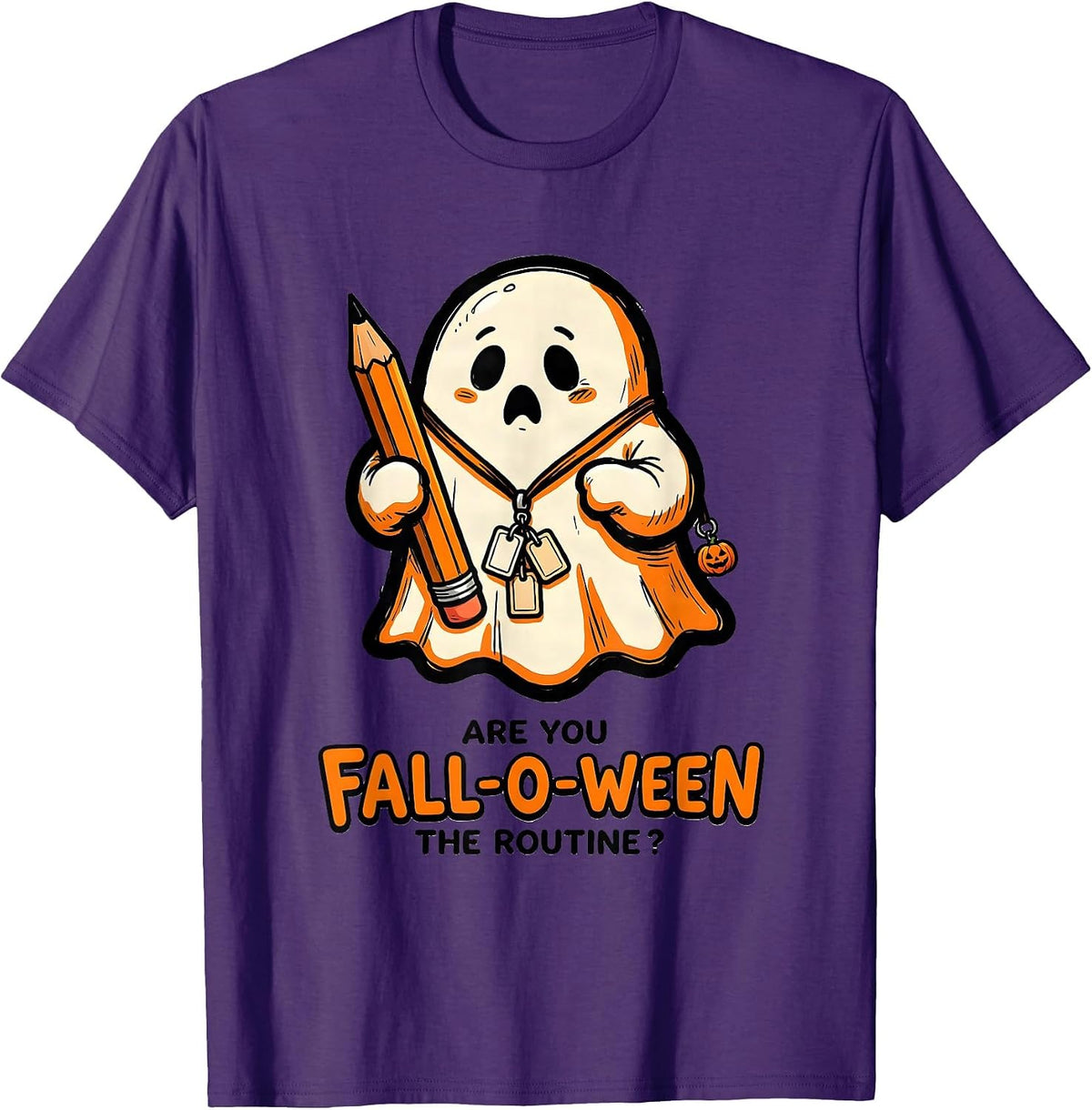 Are You Fall-O-Ween The Routine Funny Teacher Halloween T-Shirt - Purple