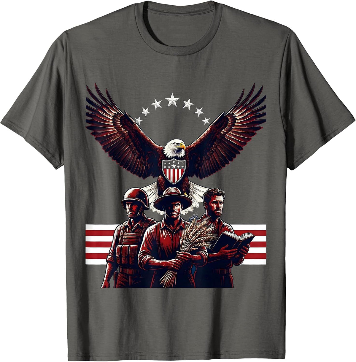 We The People Soldier Farmer Teacher Unity Design T-Shirt - Asphalt Grey