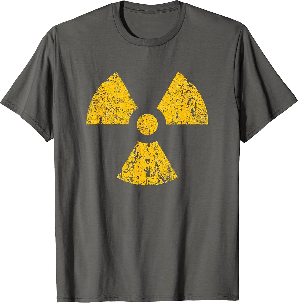 Radioactive Symbol Vintage Funny Halloween T-Shirt - Asphalt Grey