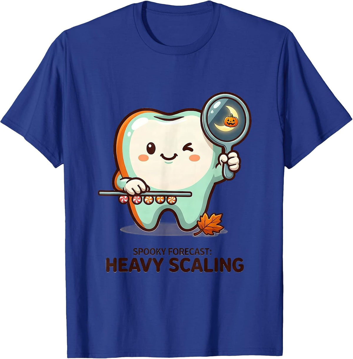 Men's Spooky Forecast: Heavy Scaling Cute Kawaii Dental Hygienist T-Shirt - Royal Blue