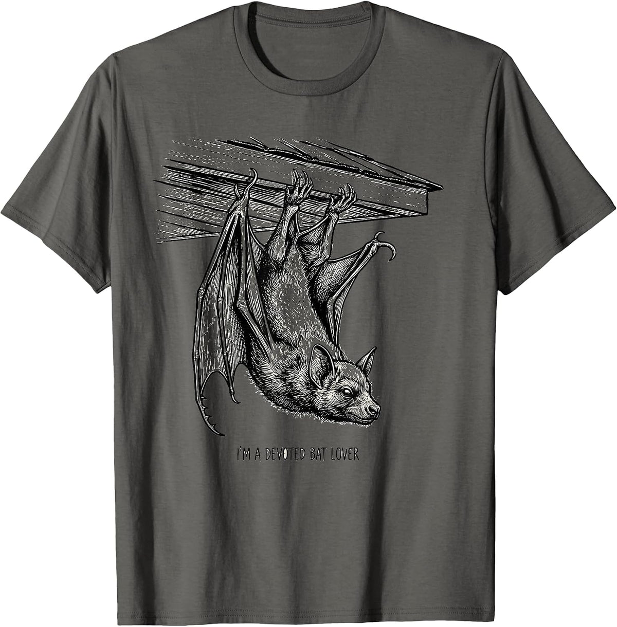 Men's I'm A Devoted Bat Lover Funny Bat Enthusiast Wildlife T-Shirt - Asphalt Grey