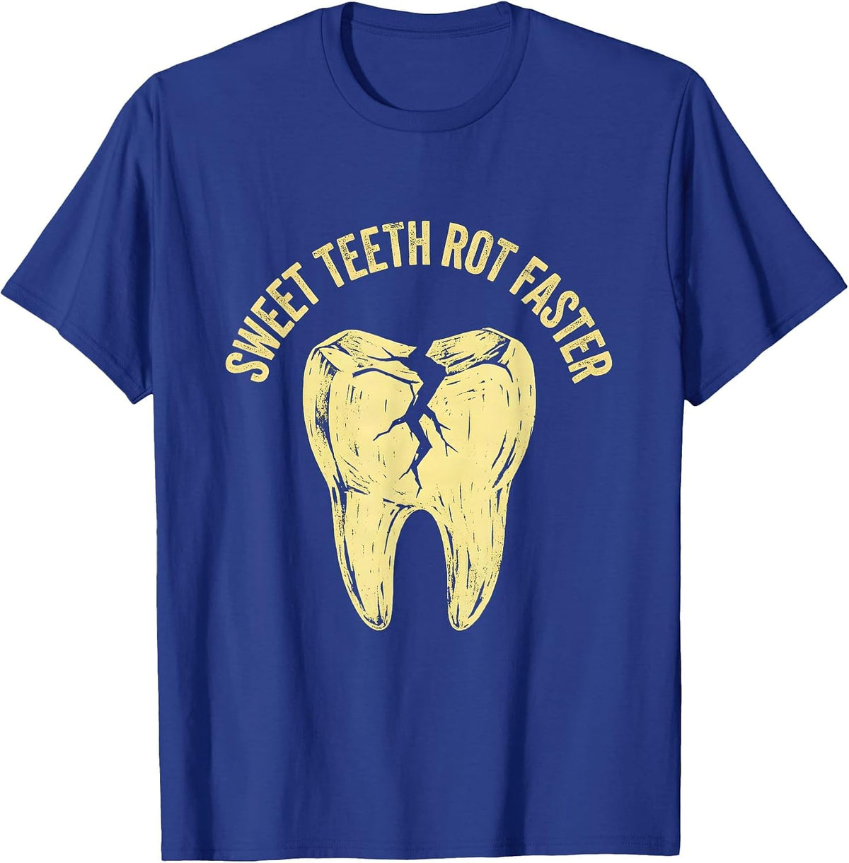 Men's Sweet Teeth Rot Faster Dental Halloween Design T-Shirt - Royal Blue