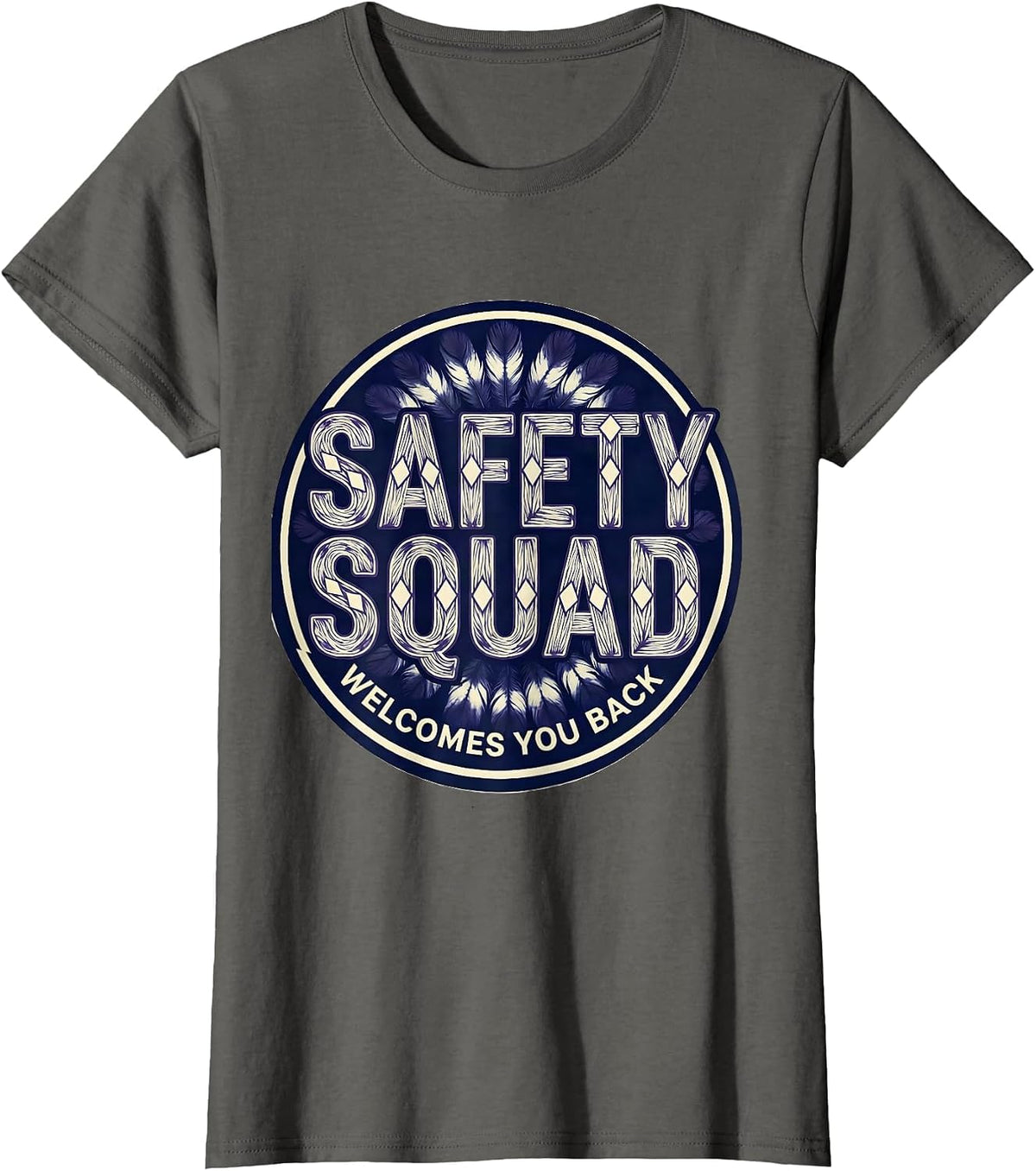 Women's Safety Squad Welcomes You Back Shibori Resist Back To School T-Shirt - Asphalt Grey