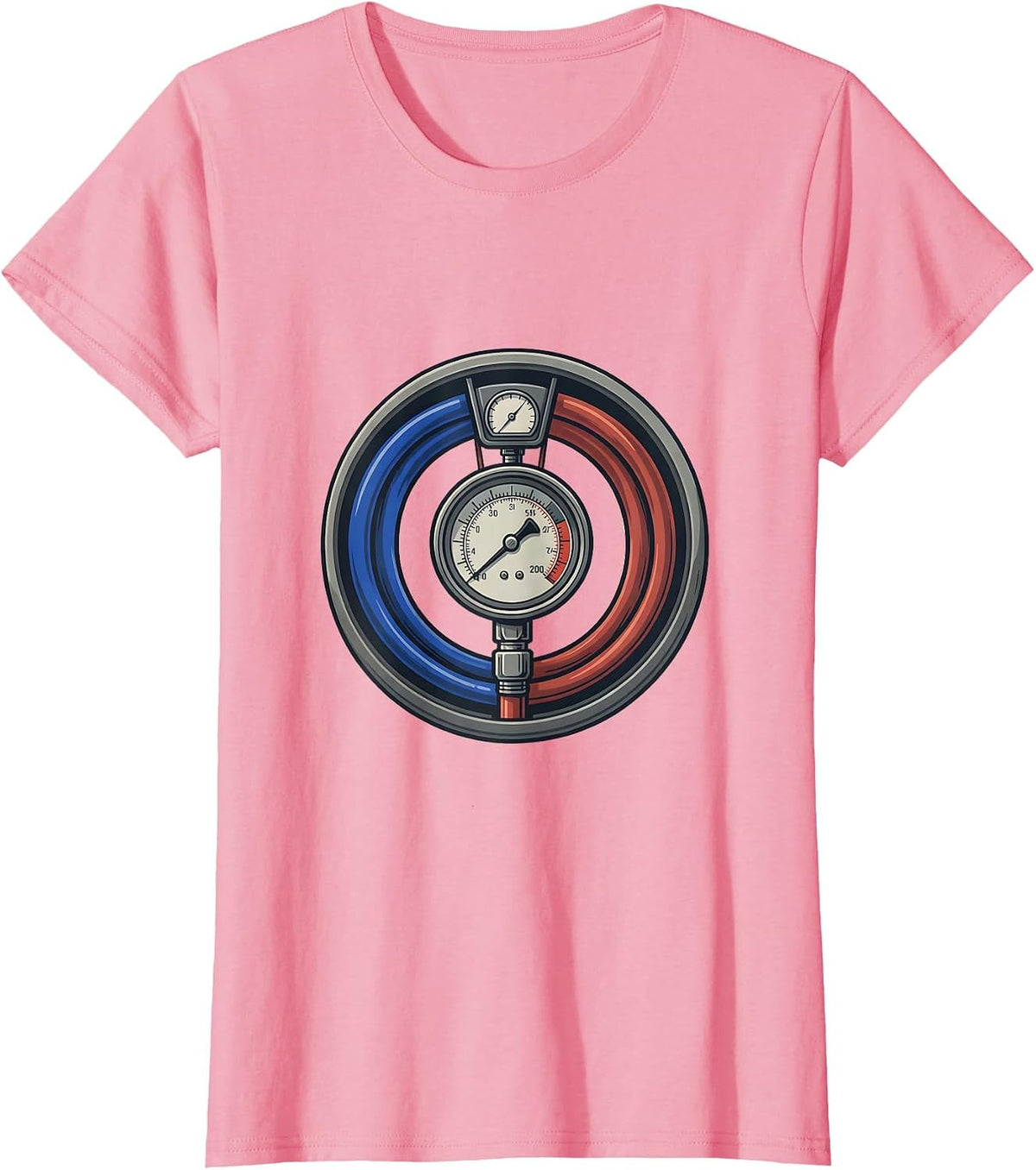 Women's HVAC Charging Badge Distressed Tech Humor T-Shirt - Pink