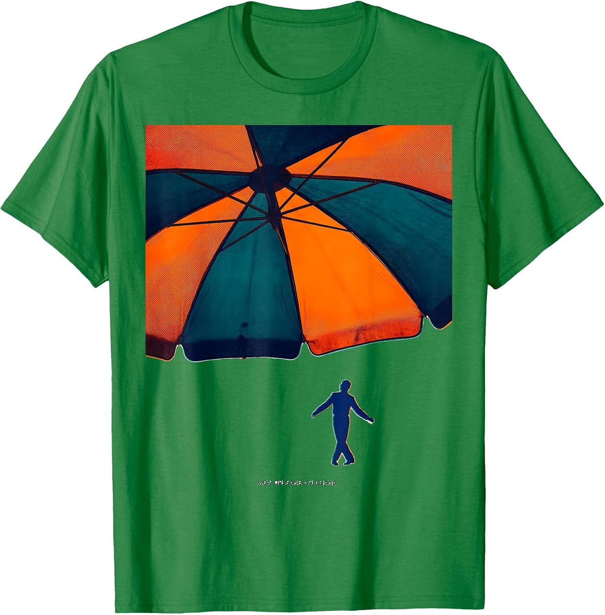 Men's New Orleans Louisiana Risograph Vintage Souvenir Gift T-Shirt - Kelly Green