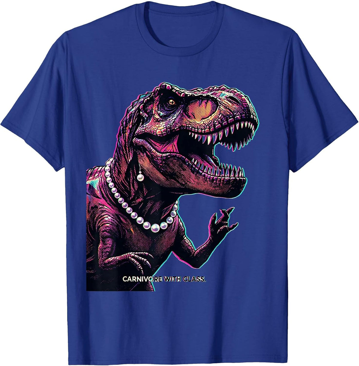 Carnivore With Class Dinosaur Design T-Shirt - Royal Blue