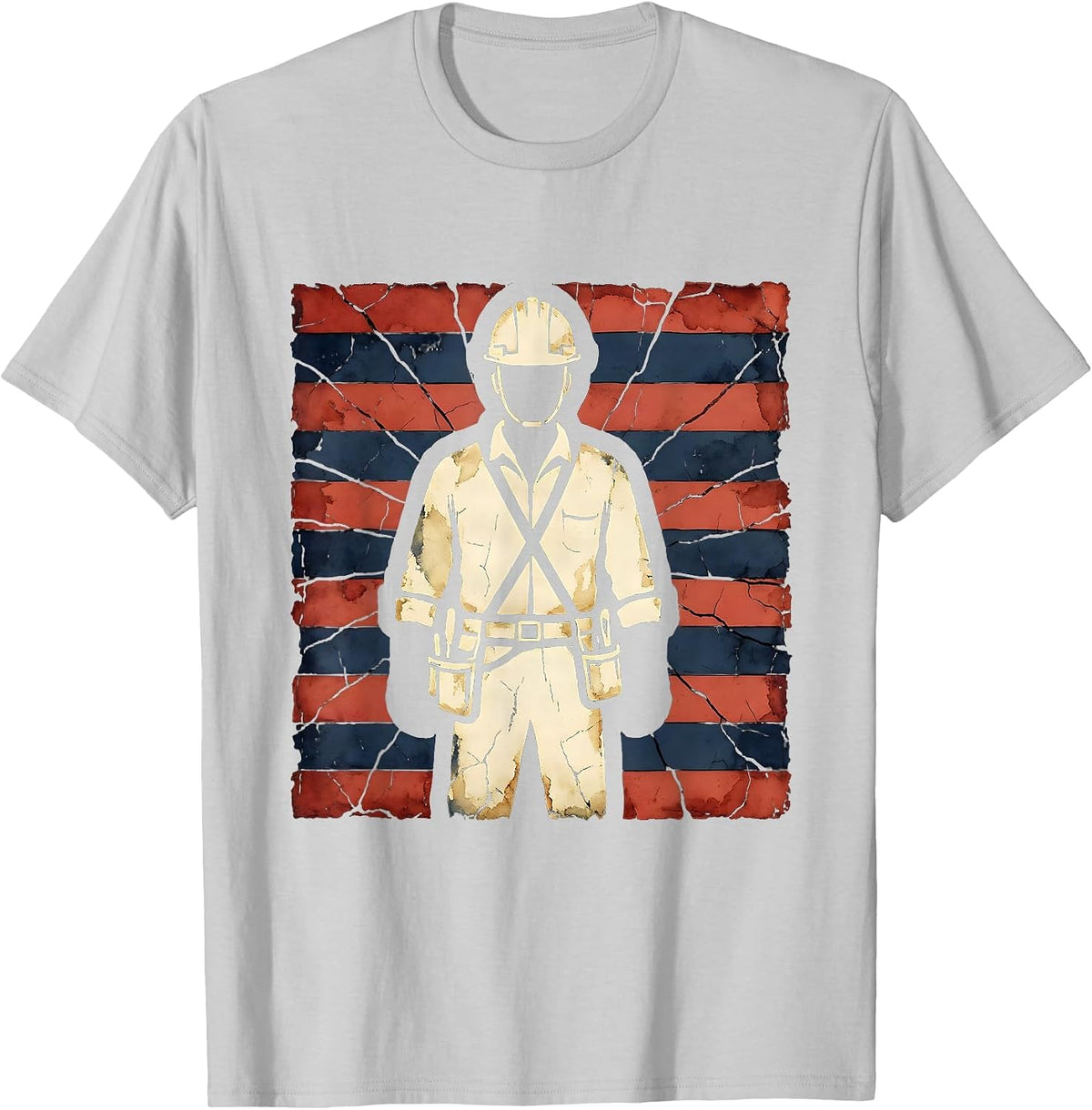 Men's Stars & Stripes Labor Day Construction Worker T-Shirt - Silver Grey