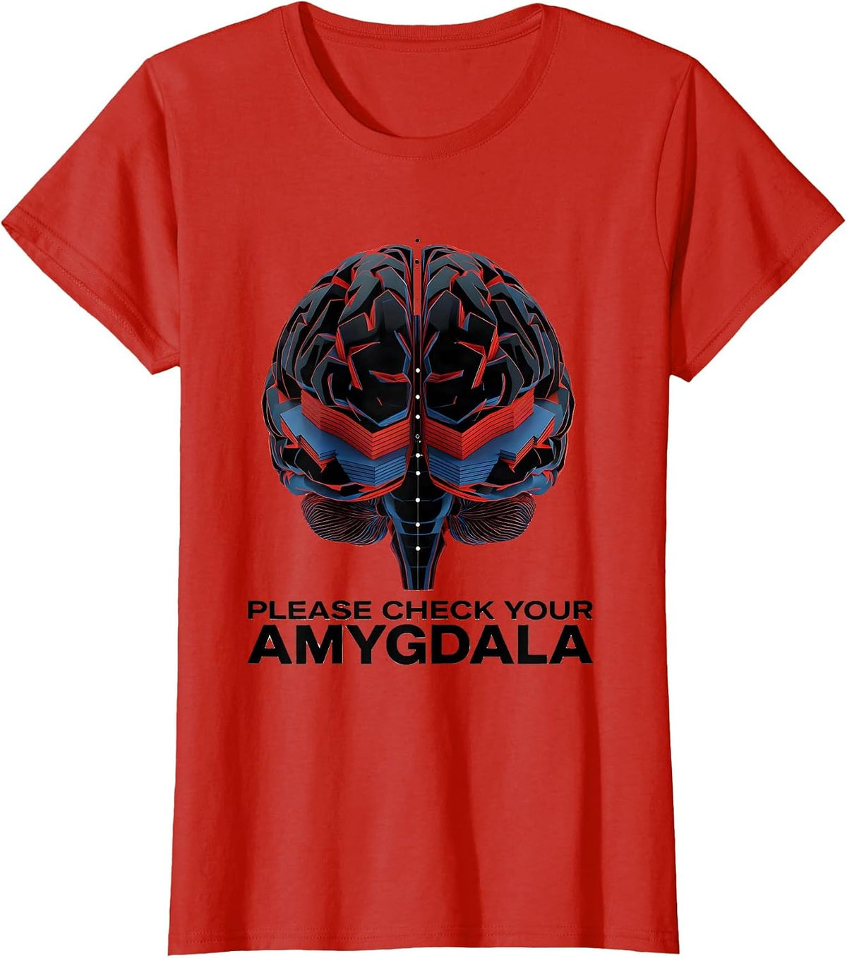 Please Check Your Amygdala Bauhaus Modernist Science Humor T-Shirt - Red