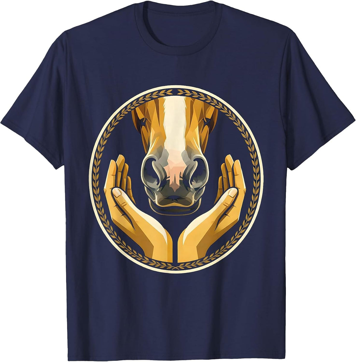 Men's Gentle Touch Horse Muzzle Illustration T-Shirt - Navy Blue