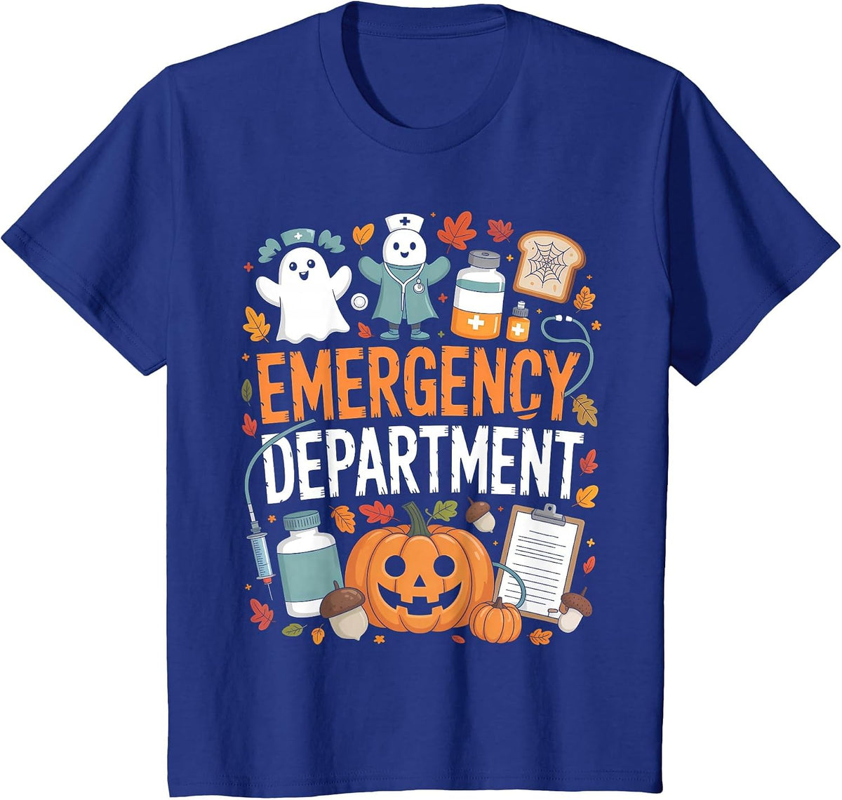 Emergency Department Funny ER Nurse Halloween Spooky Season T-Shirt - Royal Blue