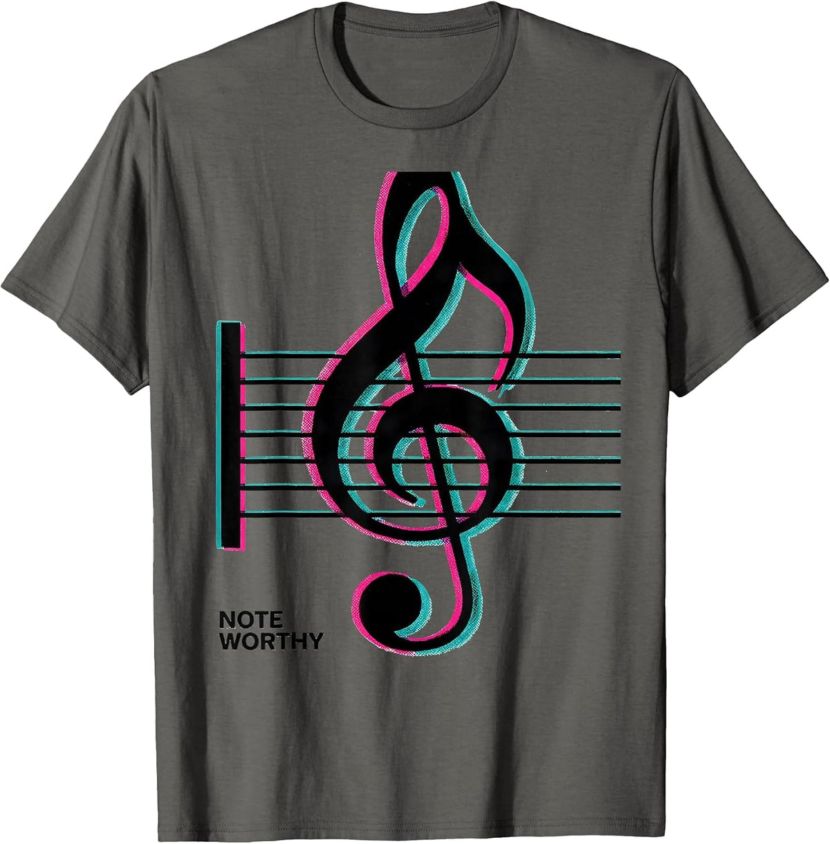 Note Worthy Risograph Funny Music Lover Gift For Musicians T-Shirt - Asphalt Grey