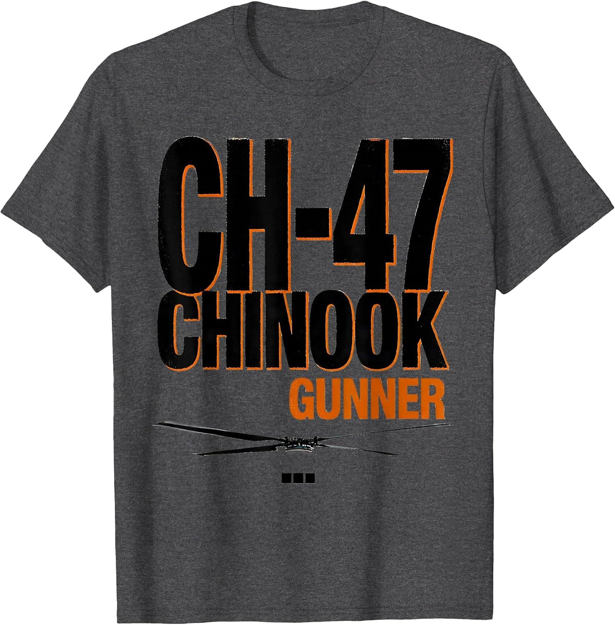 Men's CH-47 Chinook Gunner Military Helicopter Veteran Pilot Pride T-Shirt - Dark Heather Grey