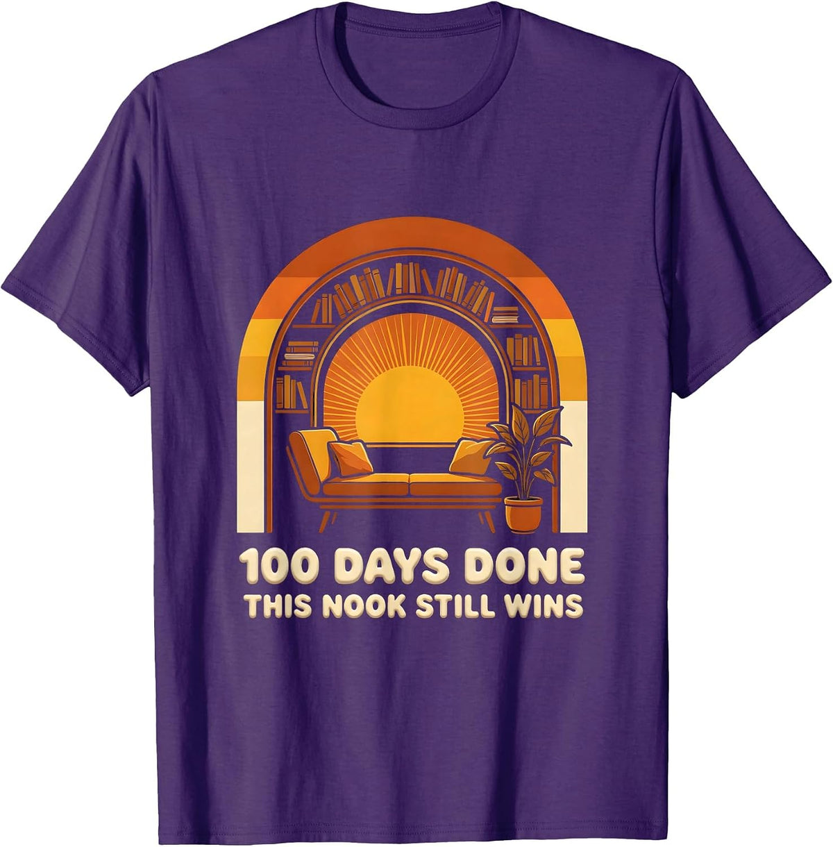 100 Days Done This Nook Still Wins Retro 70s Teacher 100th T-Shirt - Purple